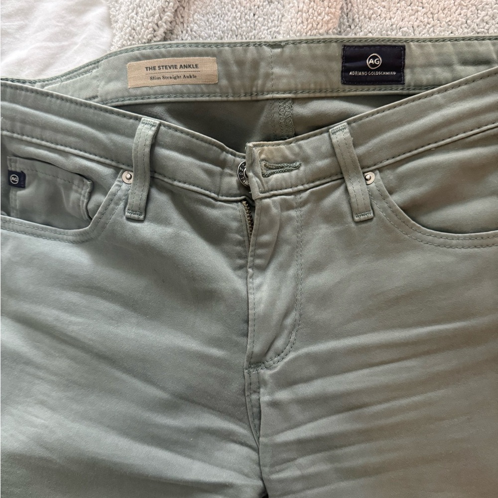 Ag Adriano Goldschmied Stevie Ankle Slim Straight Jeans in Sage